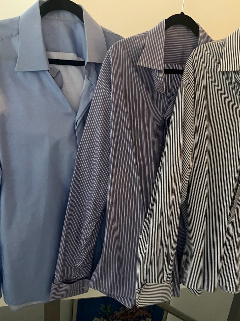 3 Egyptian Cotton Dress Shirts – French Cuff – 17.5 XL – Blue Set